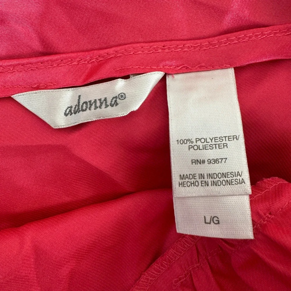 Adonna Women's L G Pink Satin Tie Front Chemise‎ Nightgown Dress Slip